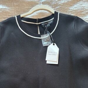 English Factory Black dress with White Accents